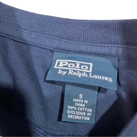 Lot Of 2 Polo Ralph Lauren Orange & Navy Short Sleeve Pony V-Neck T-Shirts Sz Sm - Picture 11 of 16